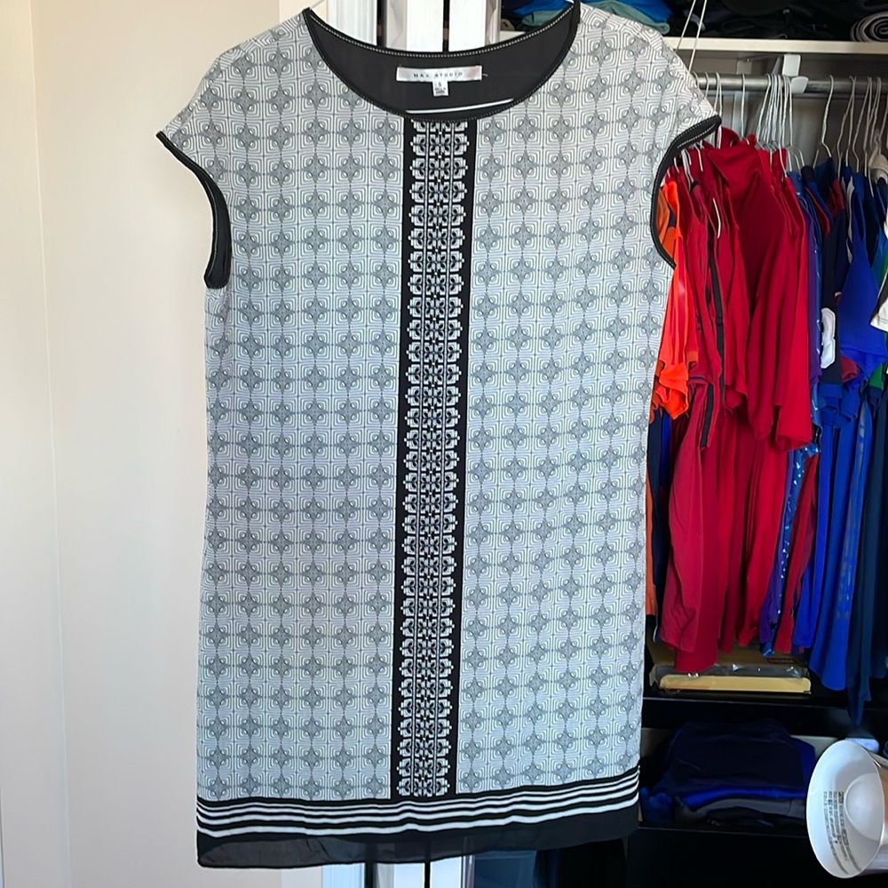Max Studio Casual Geometric Pattern Black and White Dress Size S